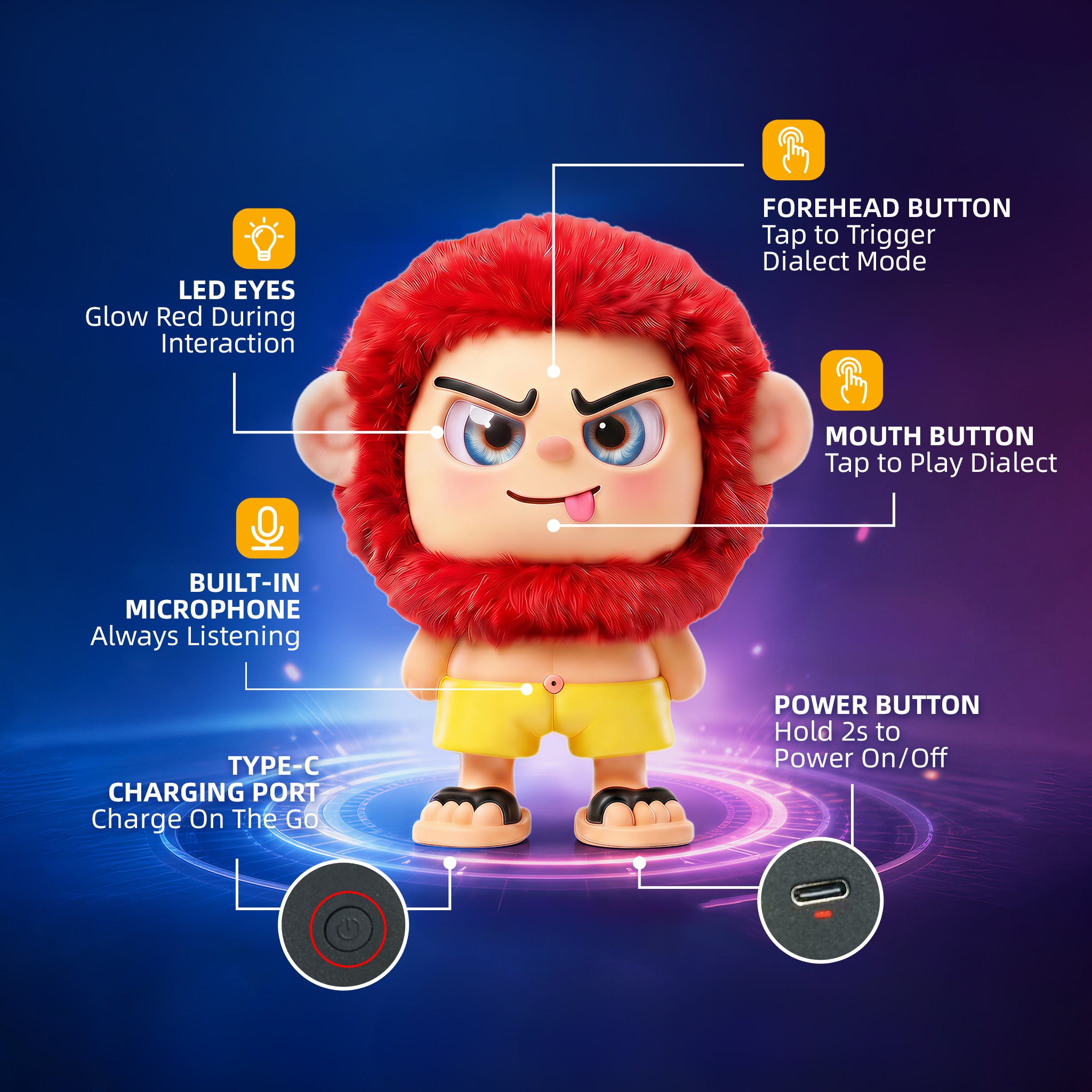 Leizi GE AI Companion & Emo Robot, Plush Interactive Toy Figure (Rose Red, Blepping Expression)