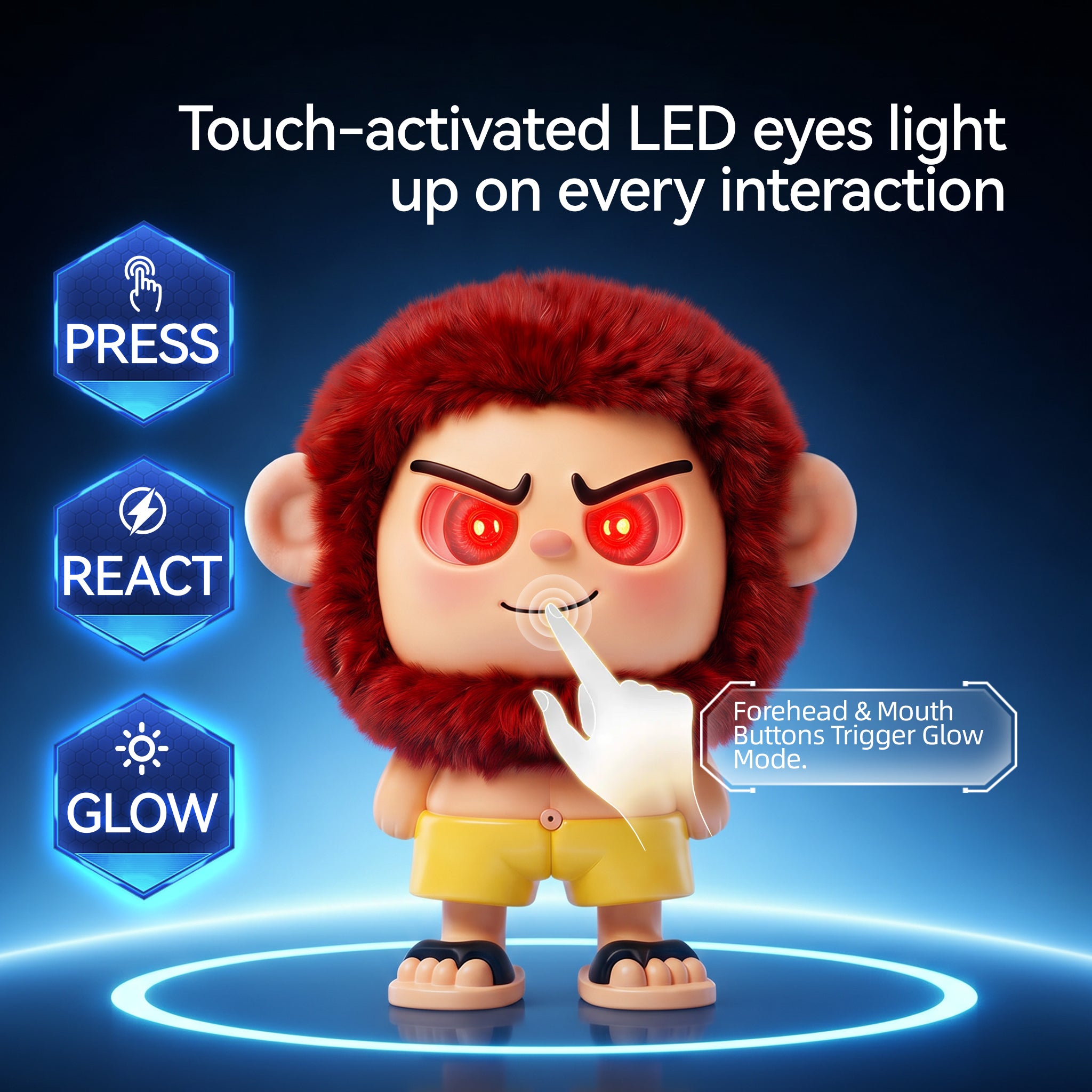 Leizi GE AI Companion & Emo Robot, Plush Interactive Toy Figure  (Rose Red, Smiling Expression)