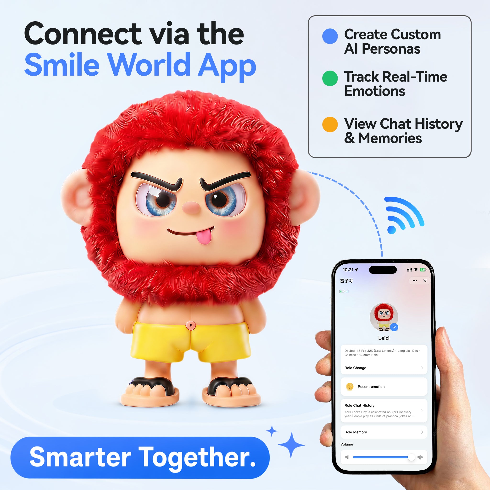Leizi GE AI Companion & Emo Robot, Plush Interactive Toy Figure (Rose Red, Blepping Expression)