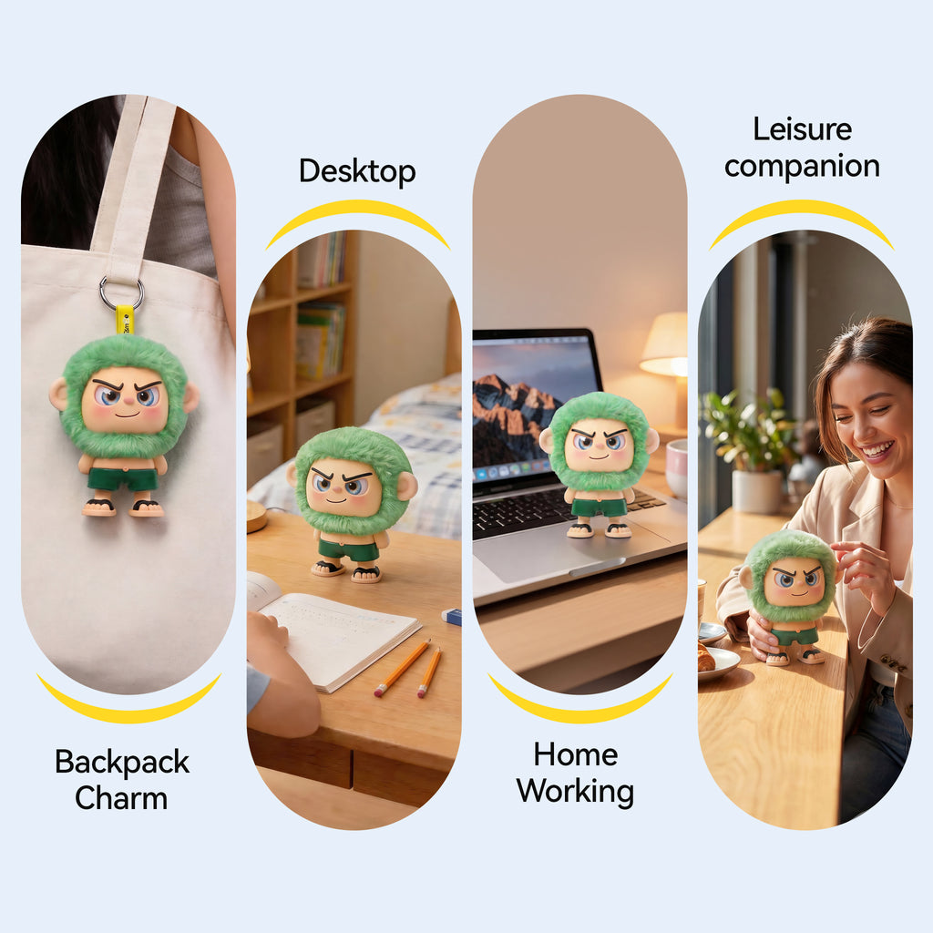 EXQULIFE AI Robot: Leizi GE AI Companion & Emo Robot, Plush Interactive Toy Figure  (Green, Smiling Expression)