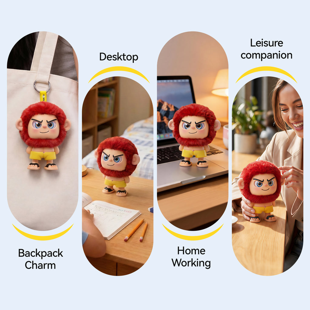 Leizi GE AI Companion & Emo Robot, Plush Interactive Toy Figure  (Rose Red, Smiling Expression)