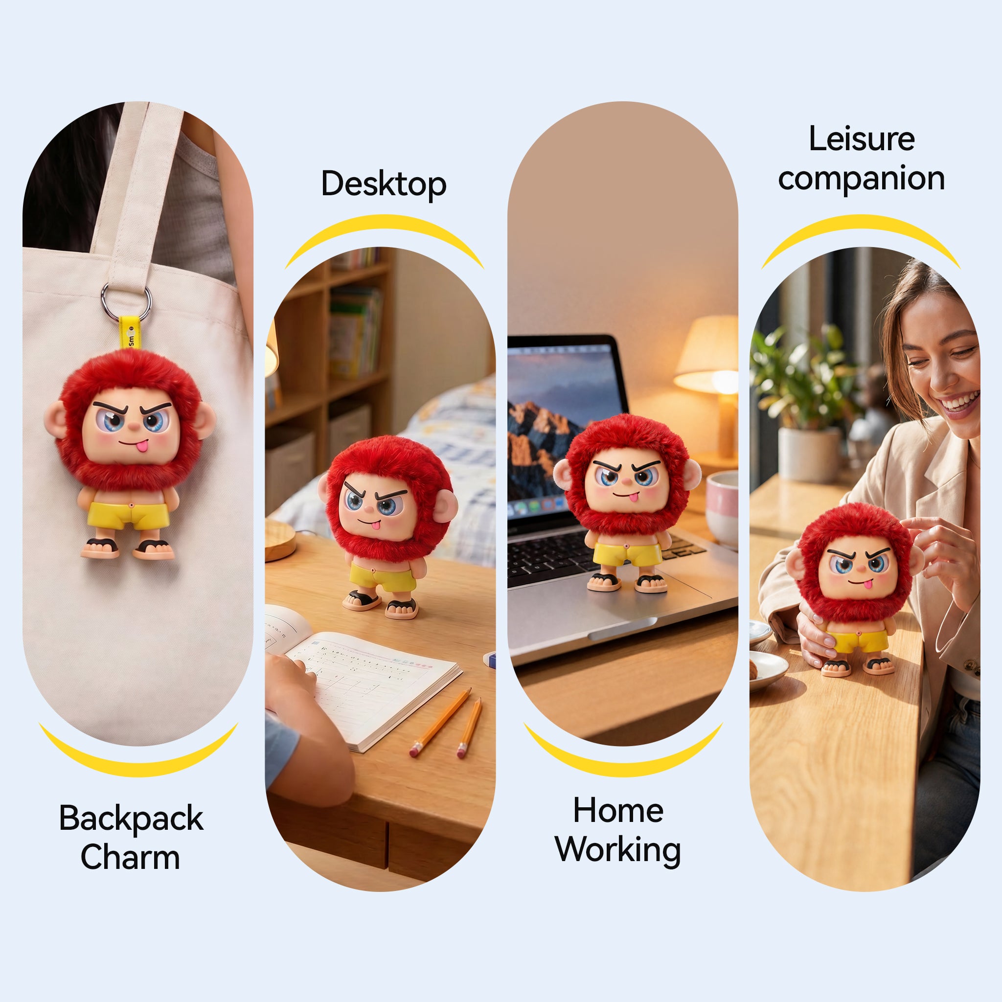Leizi GE AI Companion & Emo Robot, Plush Interactive Toy Figure (Rose Red, Blepping Expression)