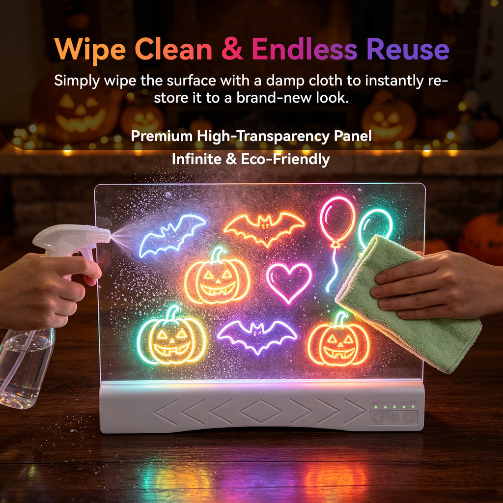 Neon Acrylic LED Doodle Board, Rechargeable RGB Light Up Fluorescent Writing Tablet