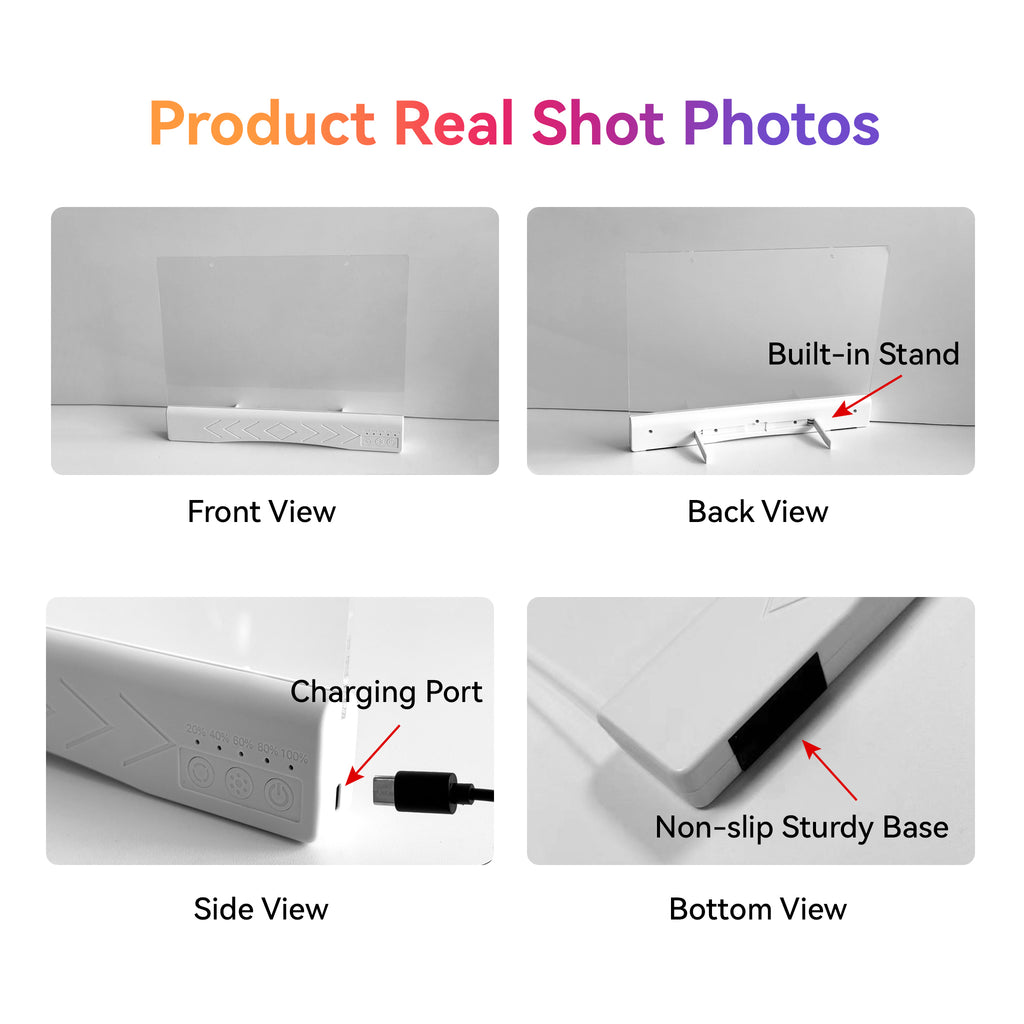 Neon Acrylic LED Doodle Board, Rechargeable RGB Light Up Fluorescent Writing Tablet
