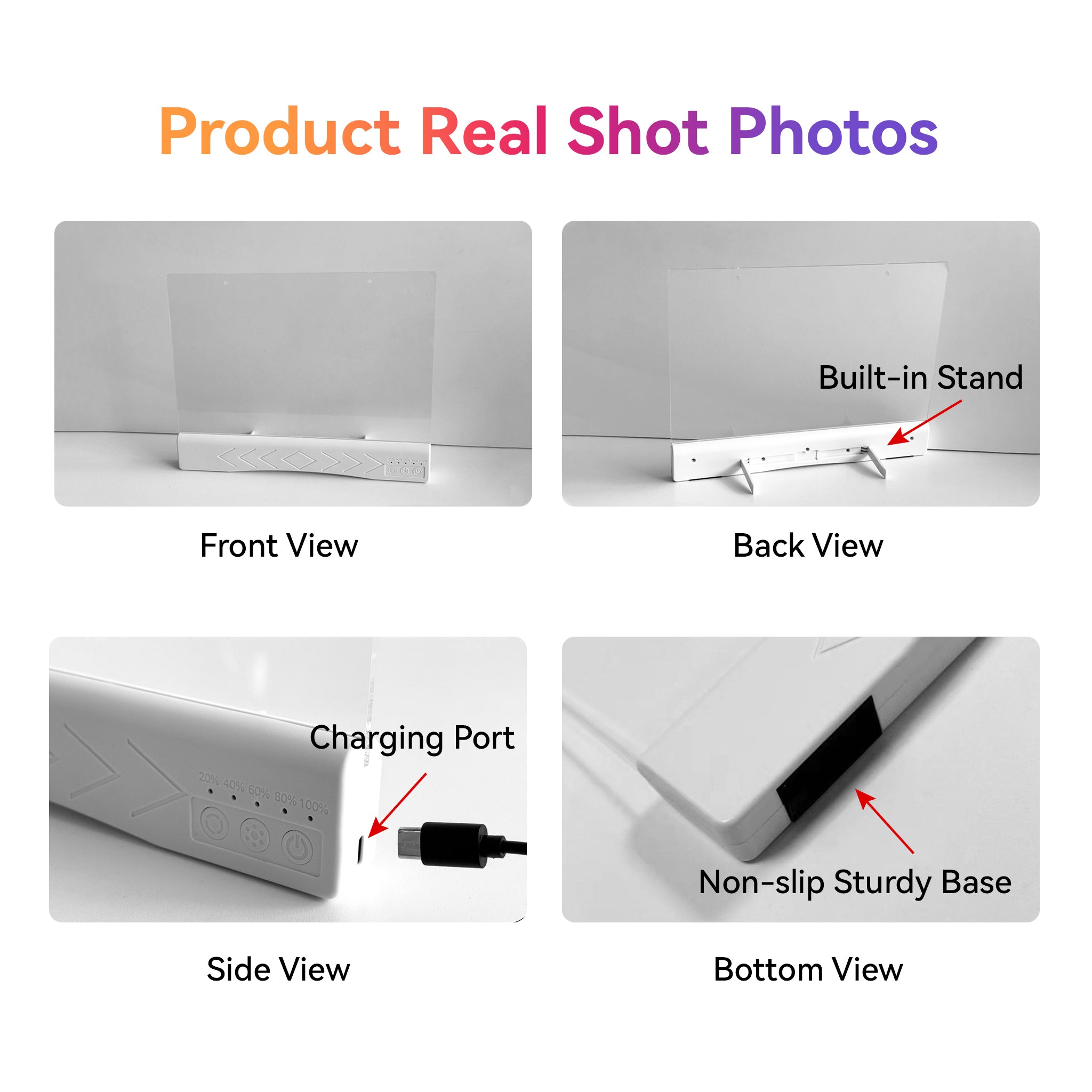 Neon Acrylic LED Doodle Board, Rechargeable RGB Light Up Fluorescent Writing Tablet